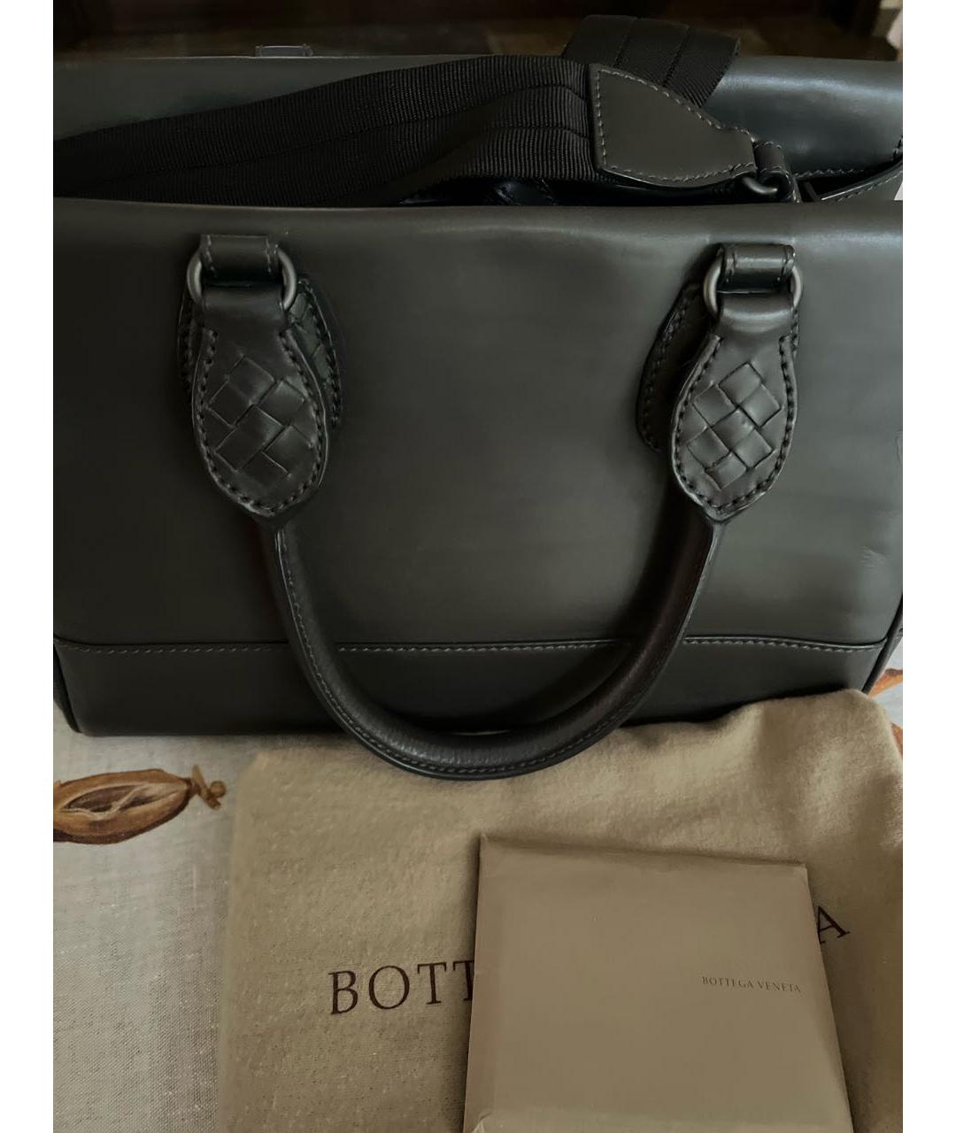 BOTTEGA VENETA Серая кожаная сумка тоут, фото 5