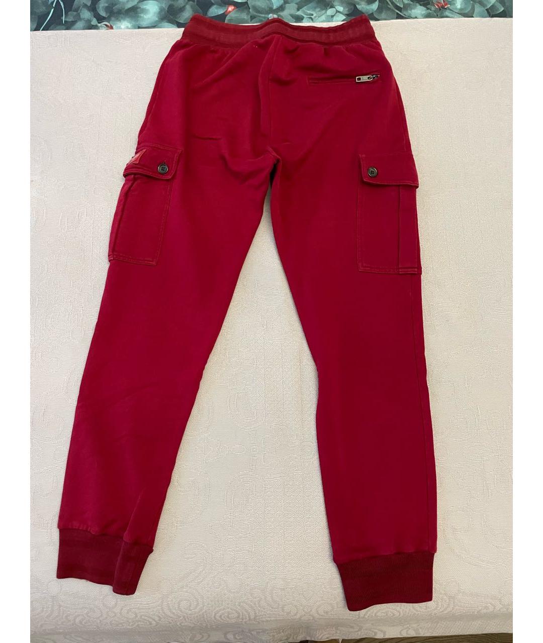 DOLCE&GABBANA Бордовые хлопковые повседневные брюки, фото 2