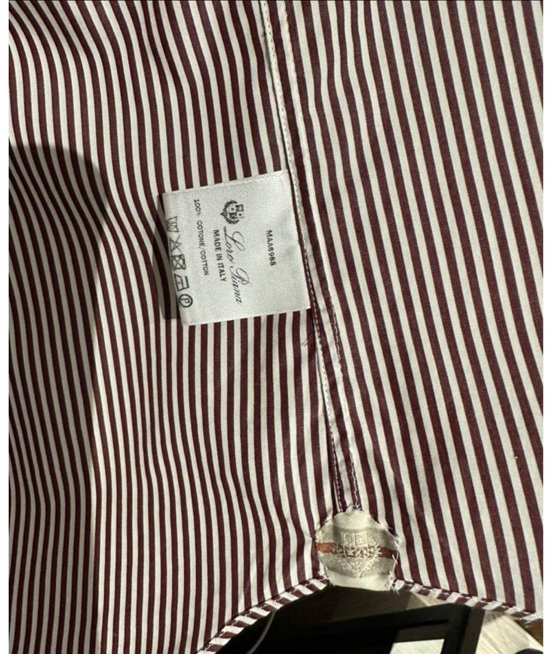 LORO PIANA Бордовая хлопковая классическая рубашка, фото 5