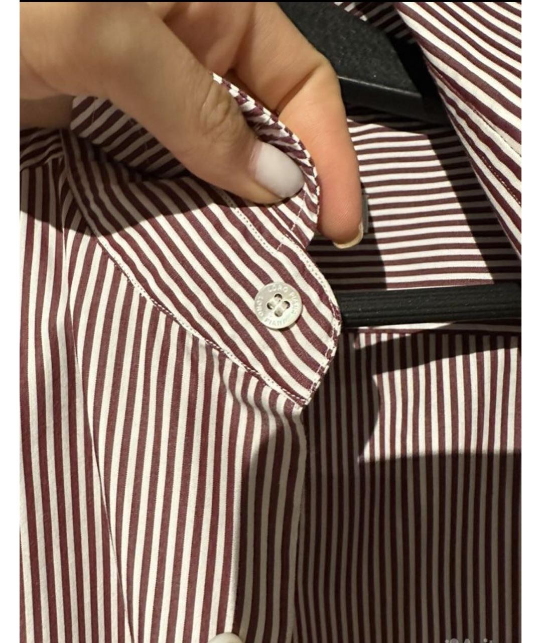 LORO PIANA Бордовая хлопковая классическая рубашка, фото 4