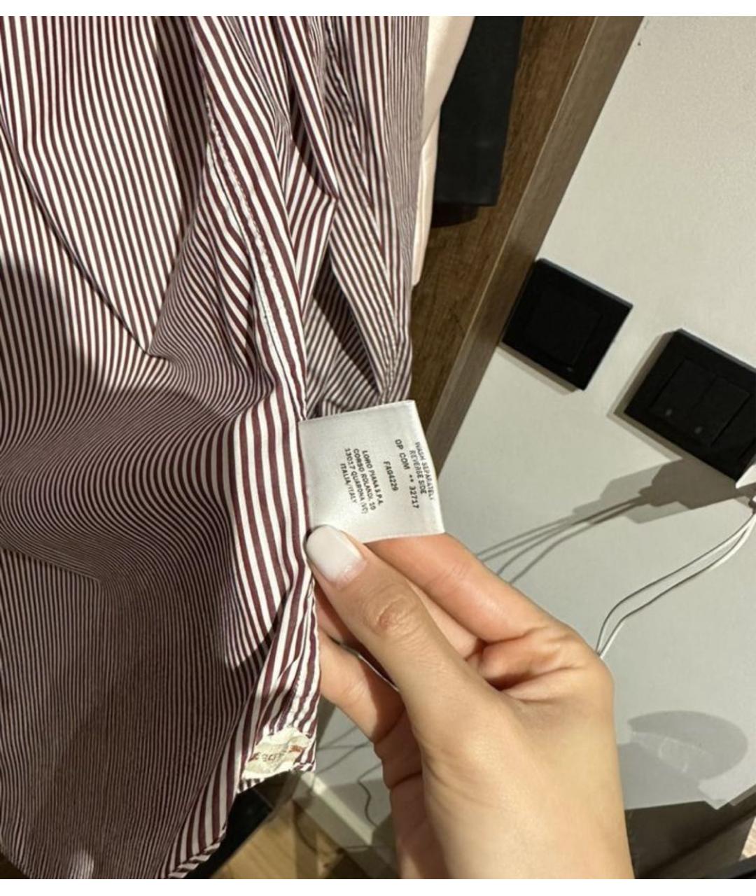 LORO PIANA Бордовая хлопковая классическая рубашка, фото 6