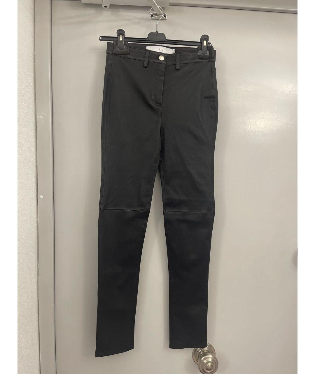 IRO Черные кожаные брюки узкие, фото 5