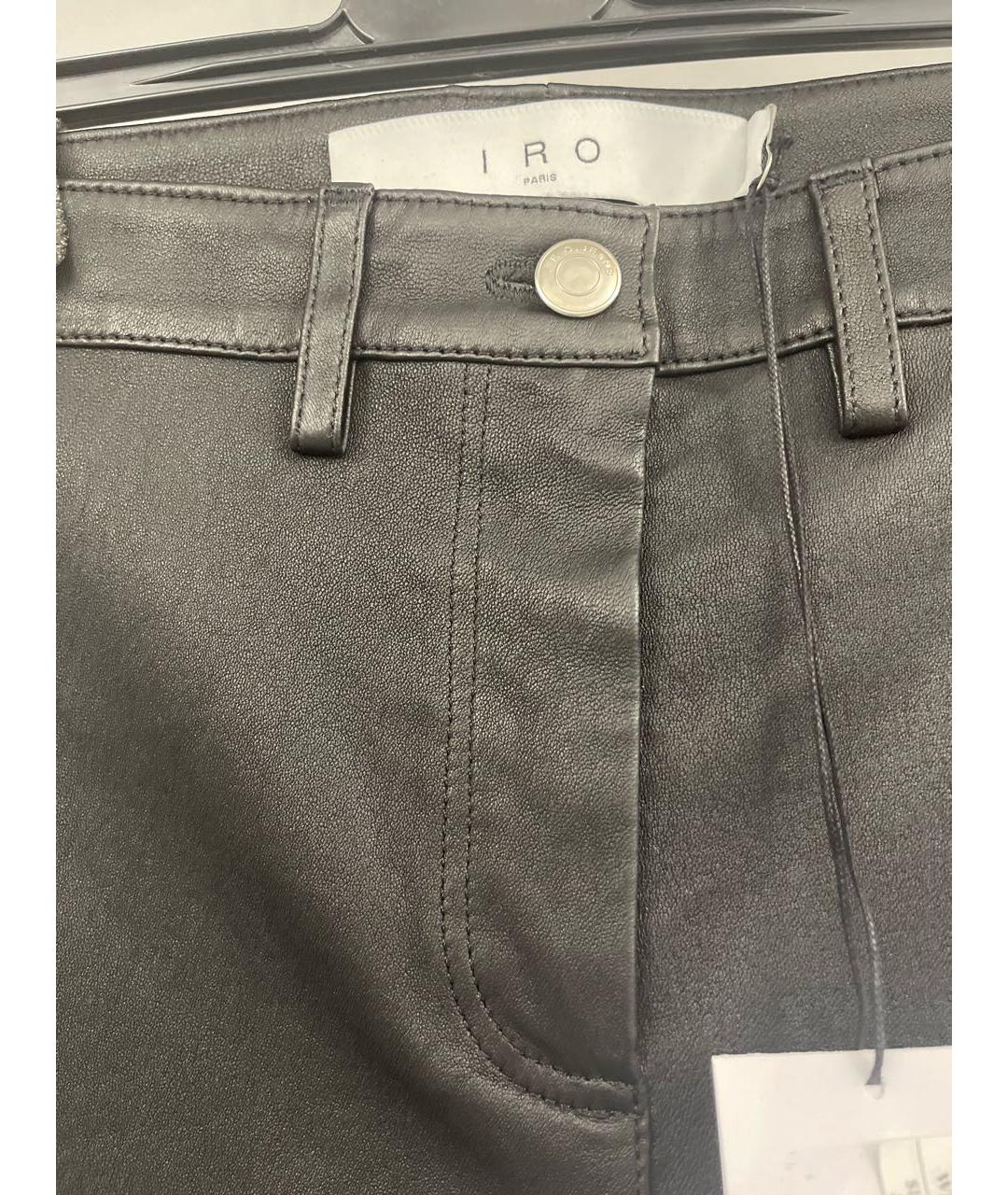 IRO Черные кожаные брюки узкие, фото 4