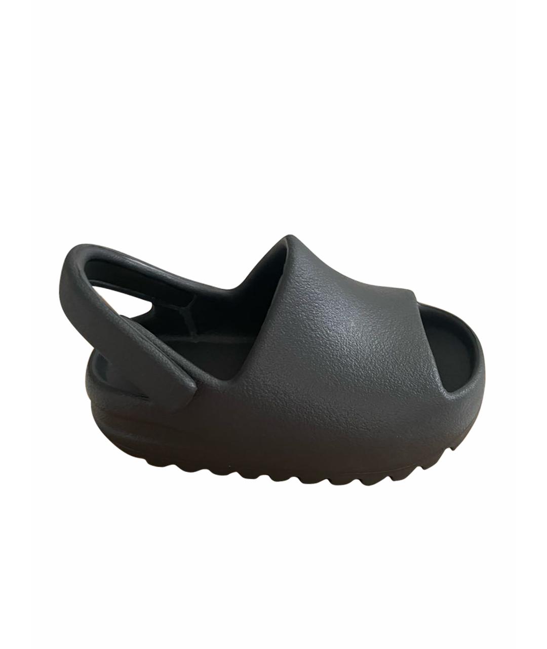 ADIDAS YEEZY Черные резиновые сандалии и шлепанцы, фото 1