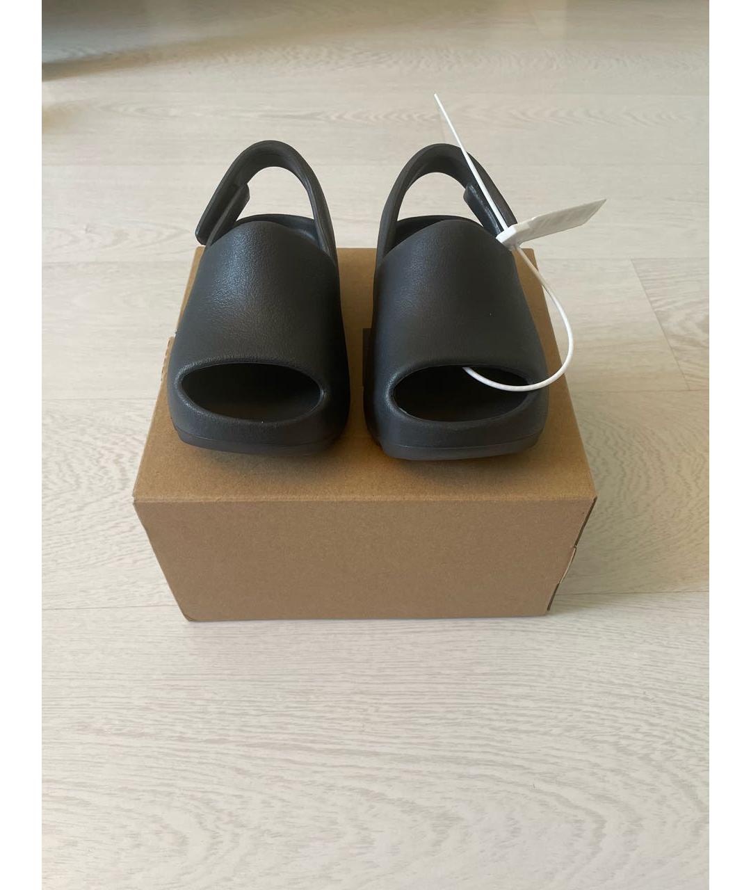 ADIDAS YEEZY Черные резиновые сандалии и шлепанцы, фото 3
