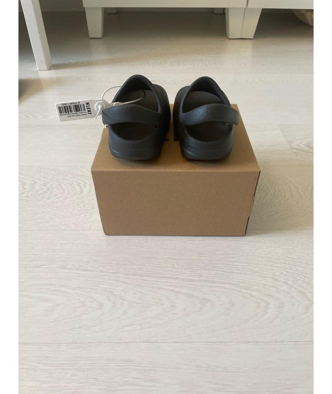 ADIDAS YEEZY Черные резиновые сандалии и шлепанцы, фото 5