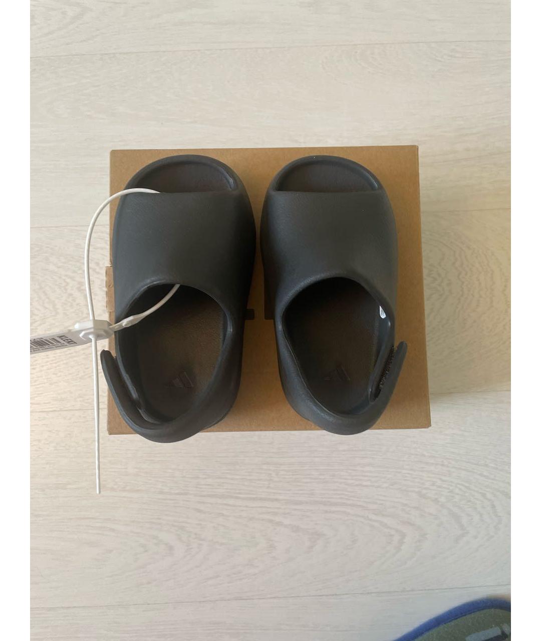 ADIDAS YEEZY Черные резиновые сандалии и шлепанцы, фото 4