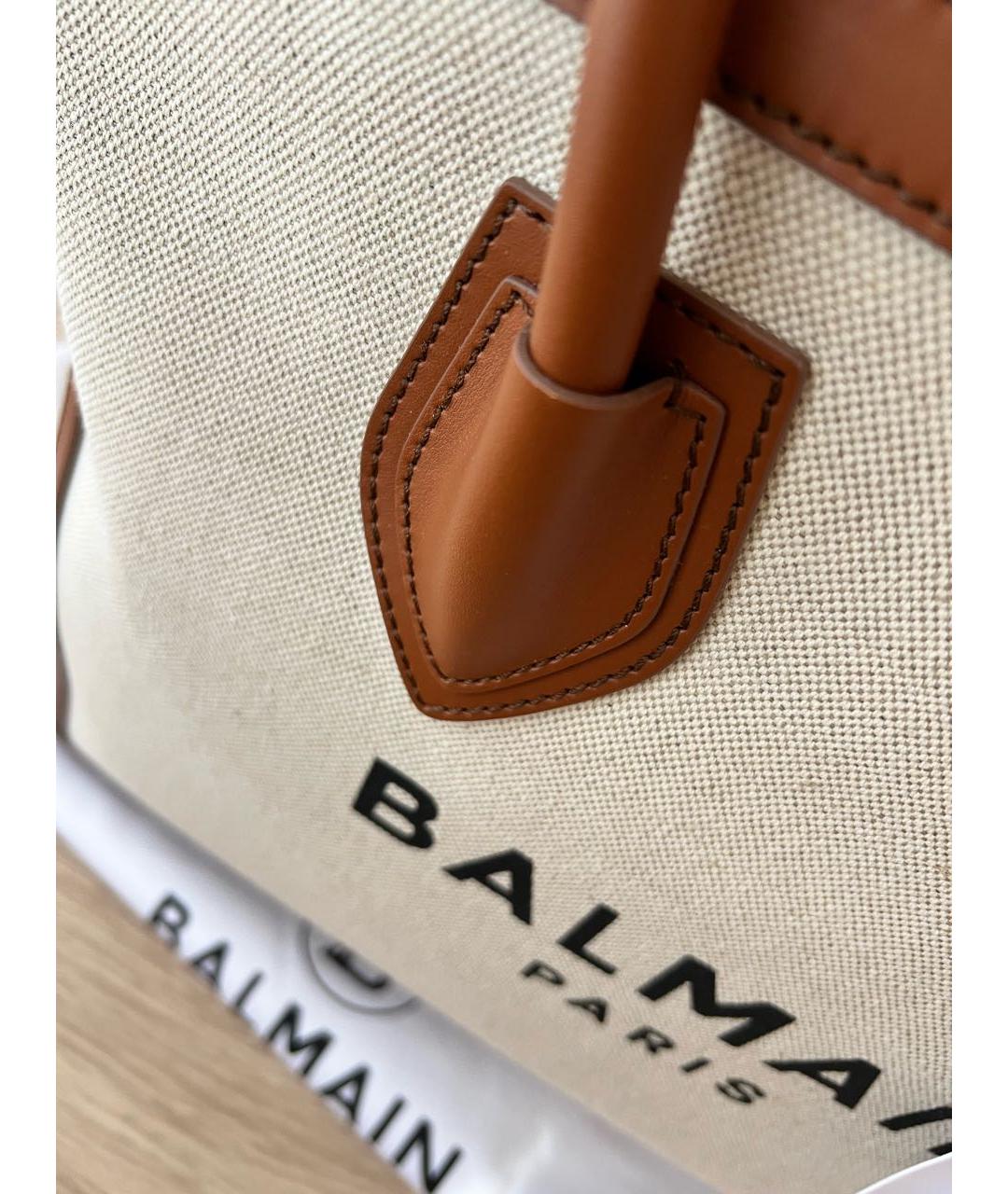 BALMAIN Бежевая тканевая сумка тоут, фото 3