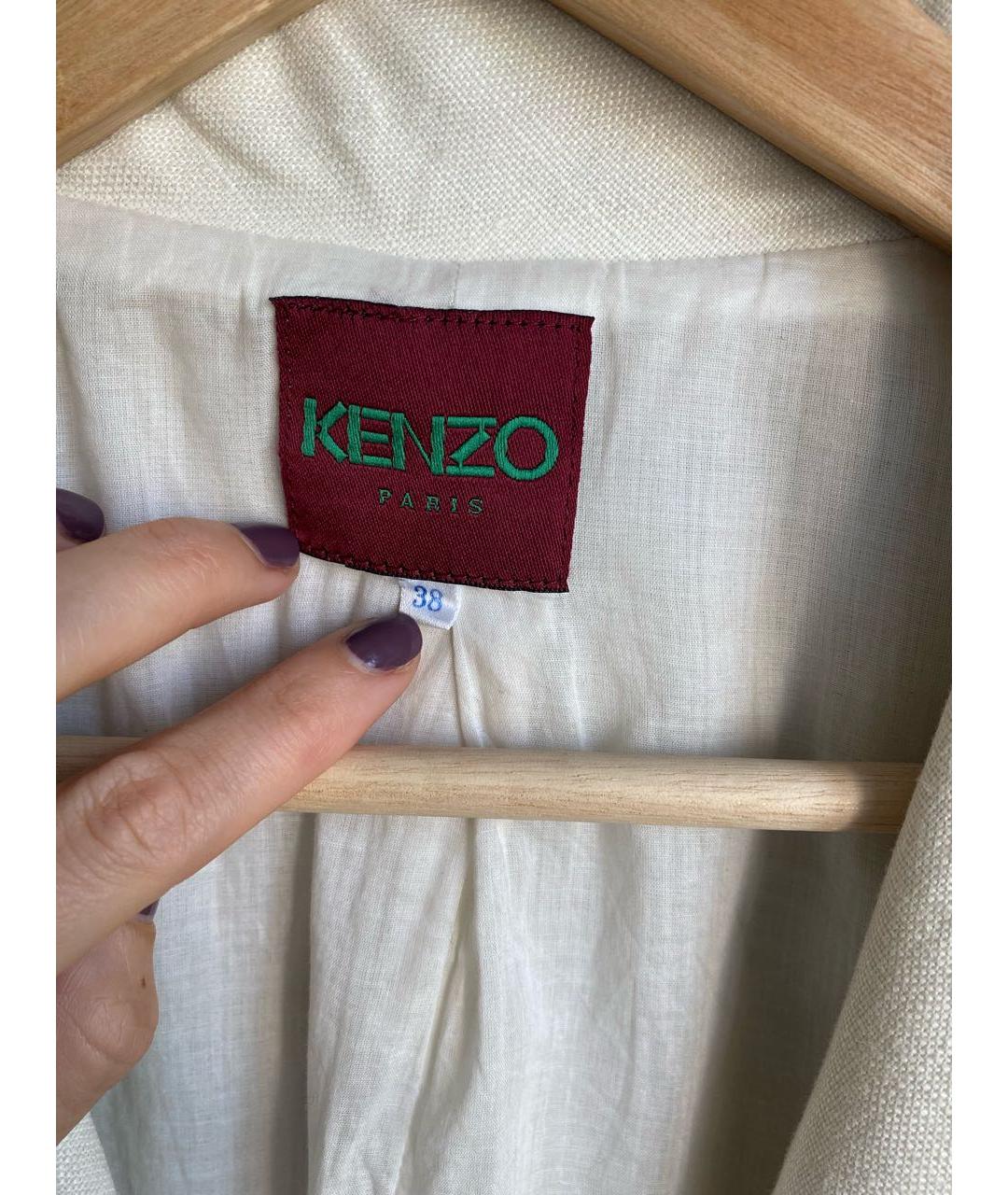 KENZO Бежевое льняное платье, фото 4