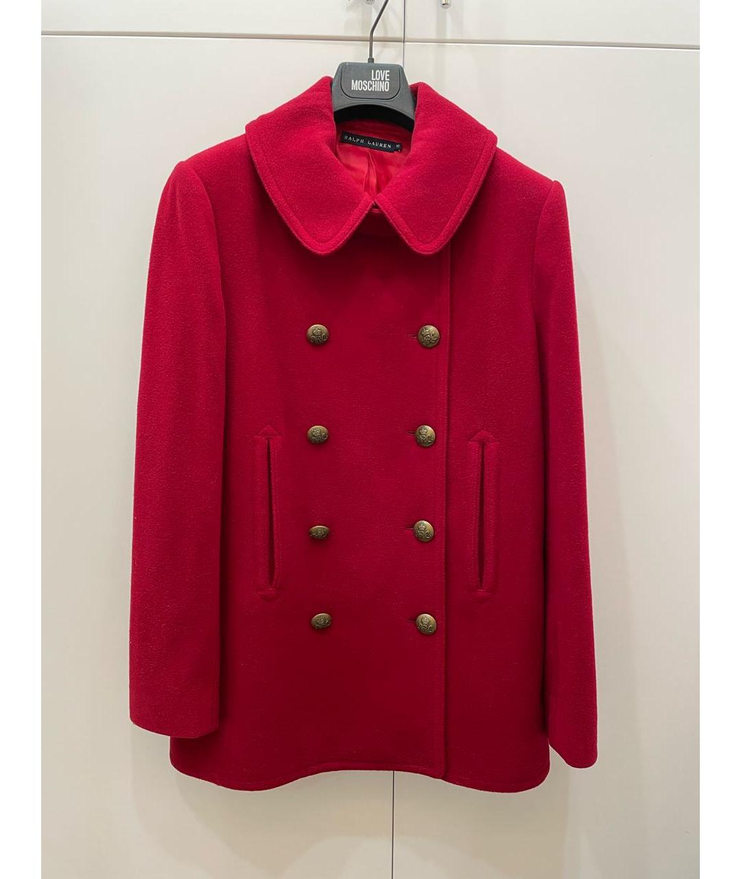 RALPH LAUREN Красное шерстяное пальто, фото 4