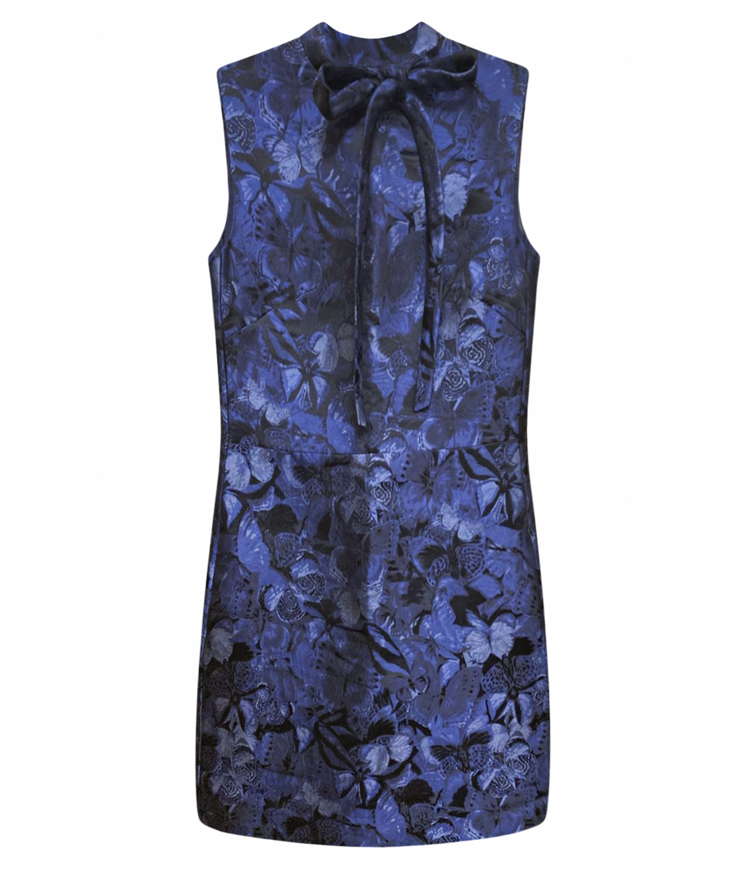 VALENTINO Темно-синее шелковое коктейльное платье, фото 1