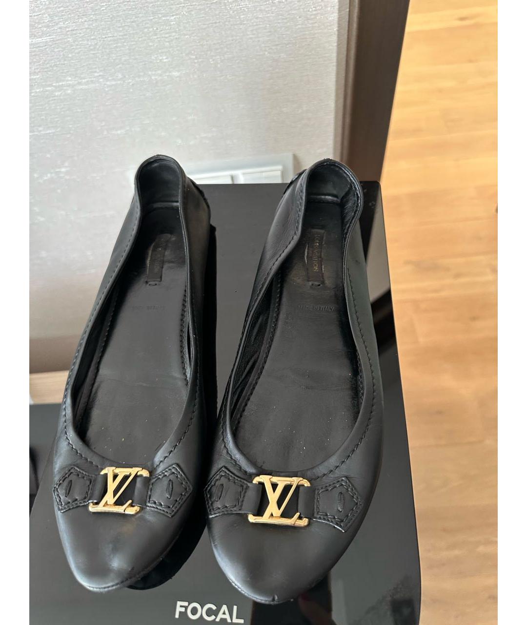 LOUIS VUITTON Черные кожаные балетки, фото 2