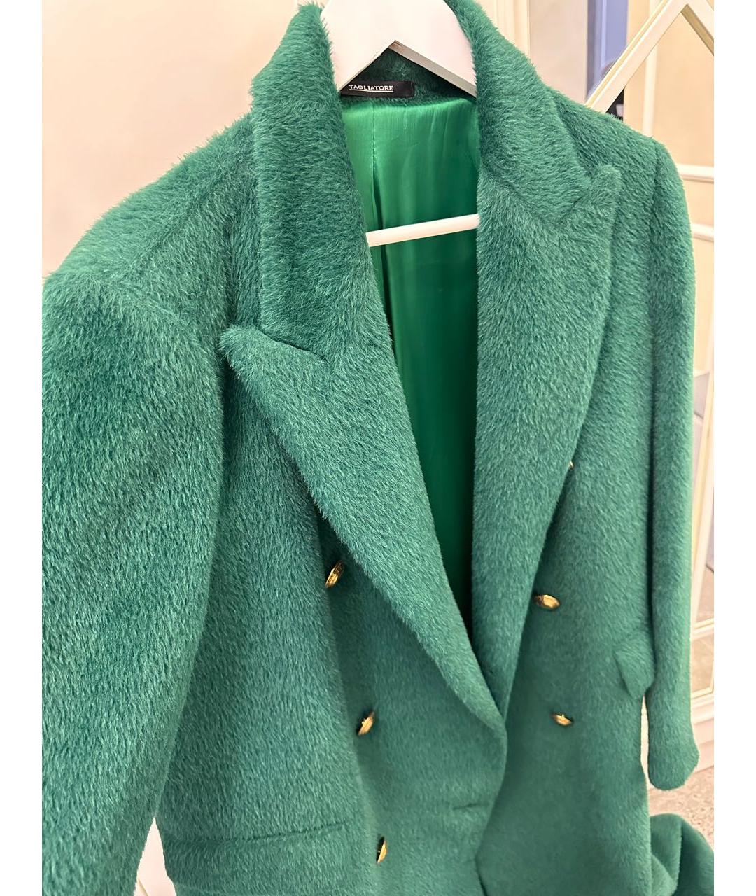 TAGLIATORE Зеленые шерстяное пальто, фото 5