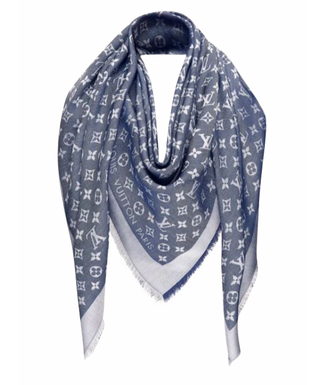 LOUIS VUITTON PRE-OWNED Синий шелковый шарф, фото 1