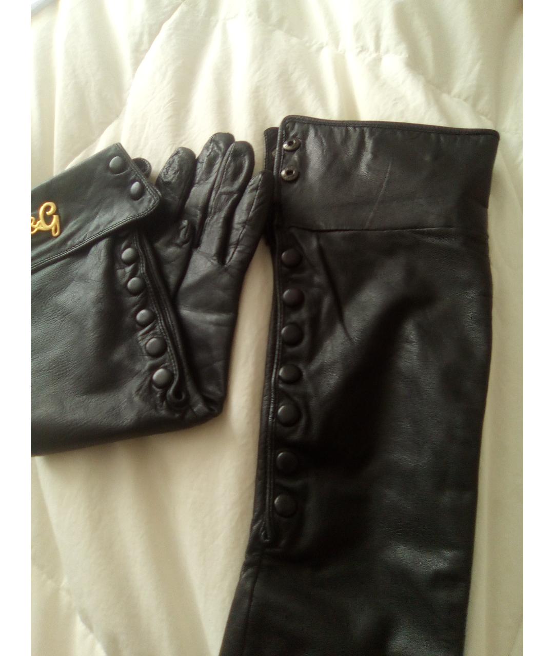 DOLCE&GABBANA Черные кожаные перчатки, фото 5