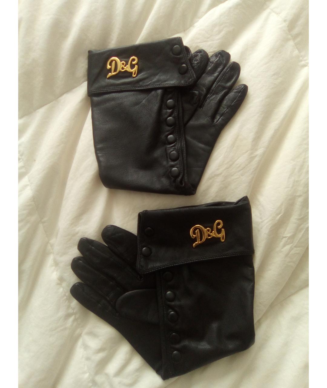 DOLCE&GABBANA Черные кожаные перчатки, фото 3