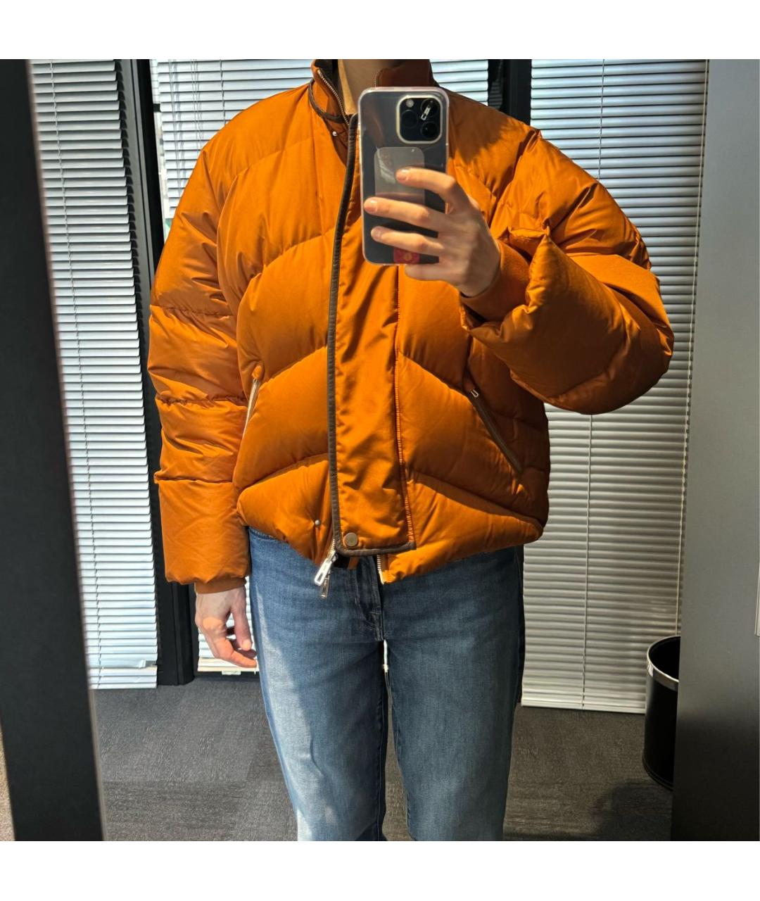 HERMES Оранжевая полиэстеровая куртка, фото 8