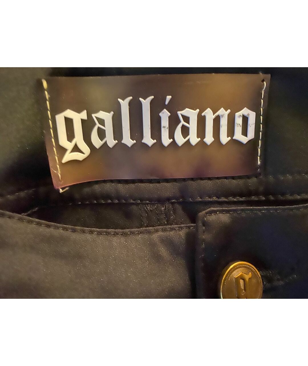 JOHN GALLIANO Черные полиэстеровые прямые брюки, фото 2