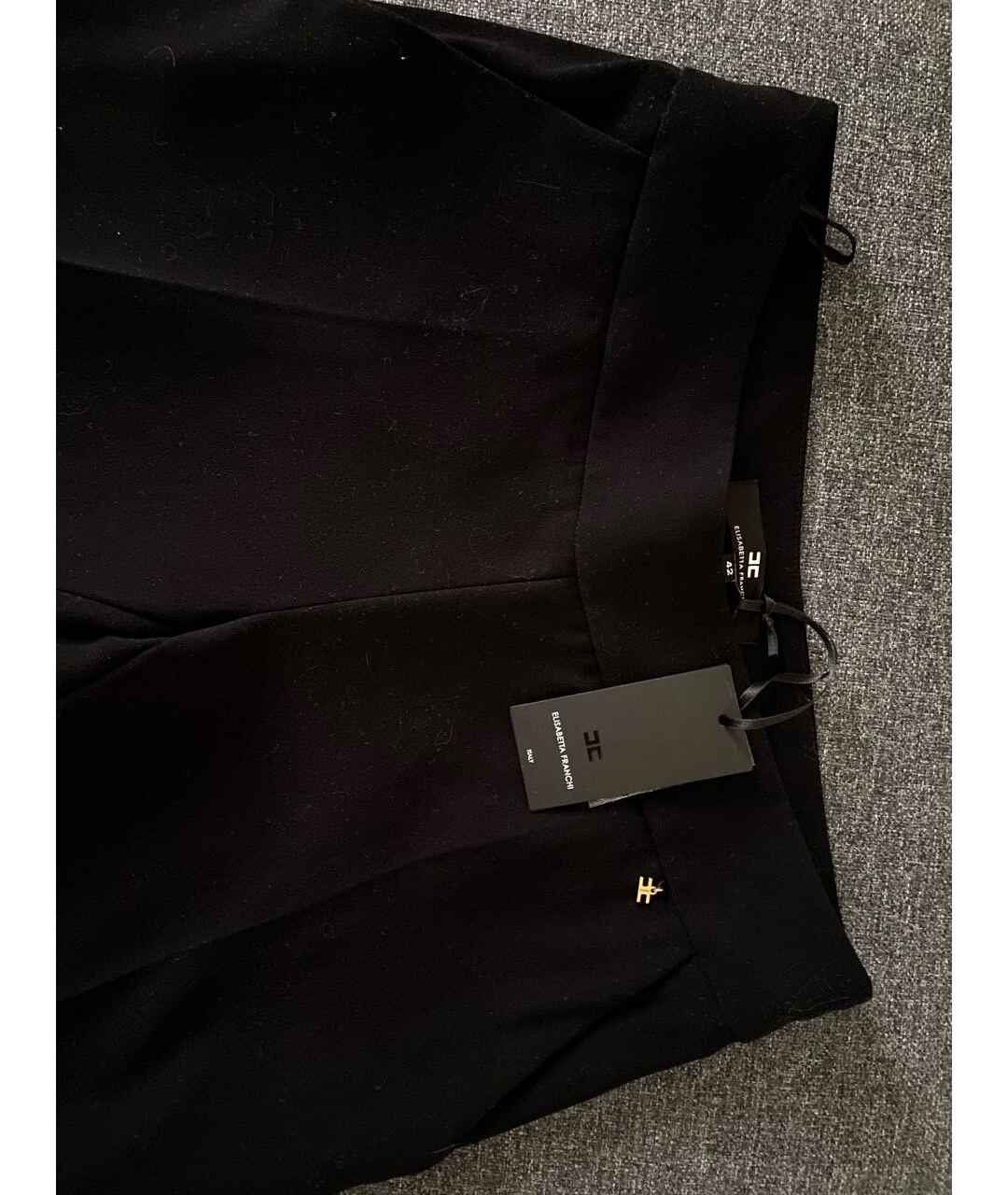 ELISABETTA FRANCHI Черные полиэстеровые прямые брюки, фото 3
