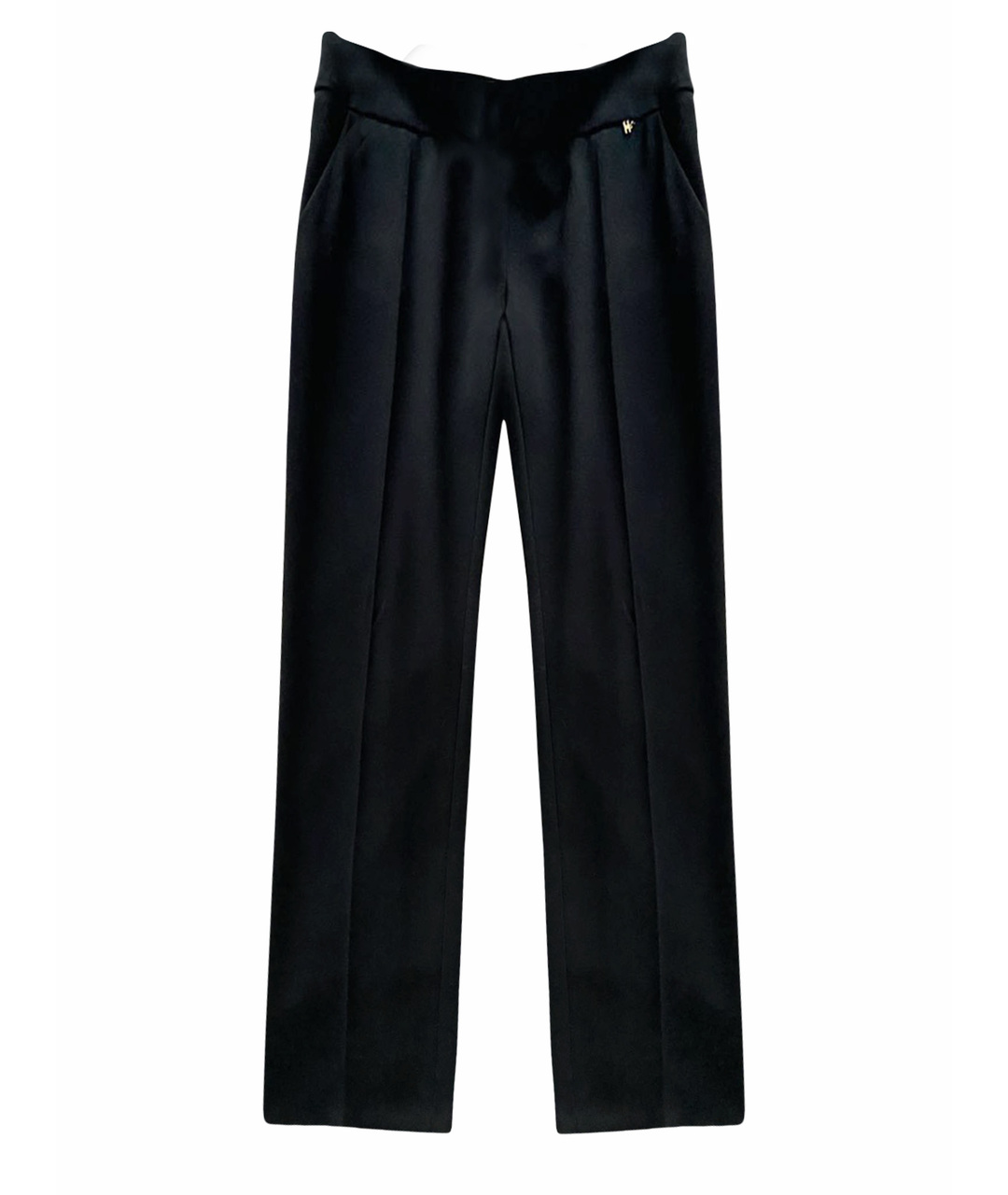 ELISABETTA FRANCHI Черные полиэстеровые прямые брюки, фото 1