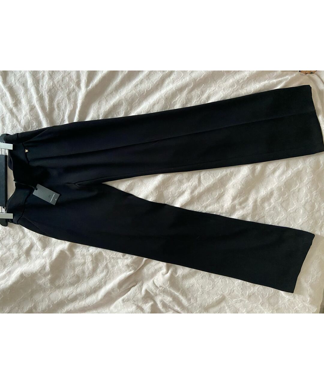 ELISABETTA FRANCHI Черные полиэстеровые прямые брюки, фото 5