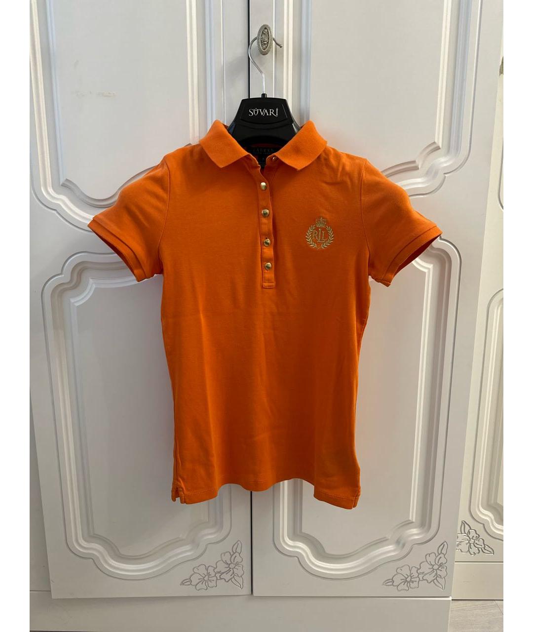 RALPH LAUREN Оранжевая хлопковая футболка, фото 8