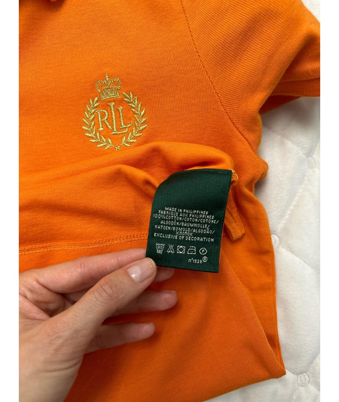 RALPH LAUREN Оранжевая хлопковая футболка, фото 5