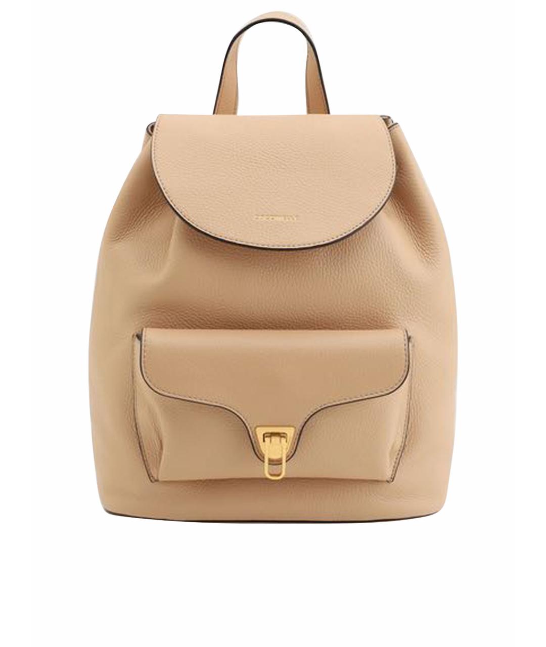 COCCINELLE Бежевый кожаный рюкзак, фото 1
