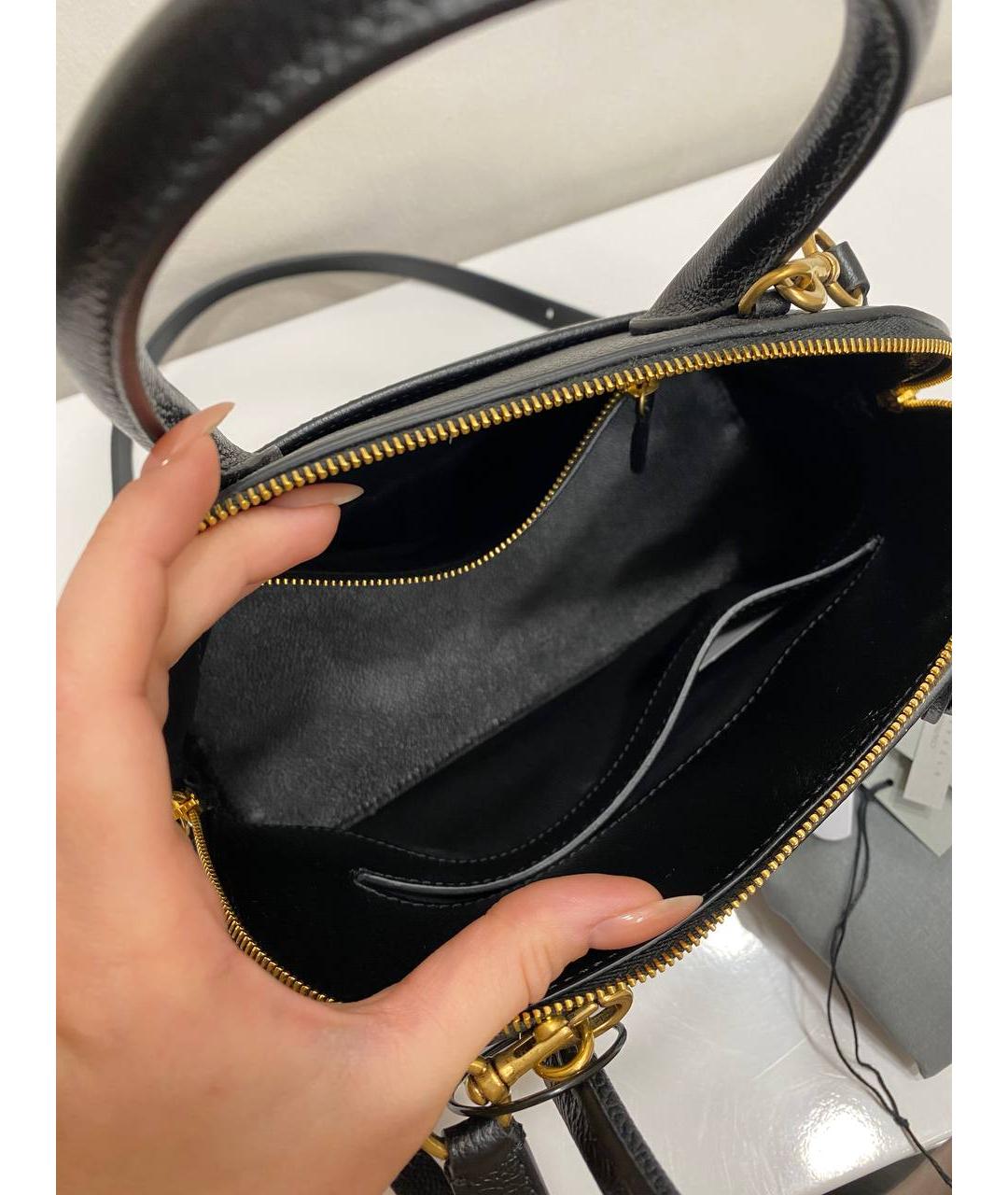 BALENCIAGA Черная кожаная сумка тоут, фото 4