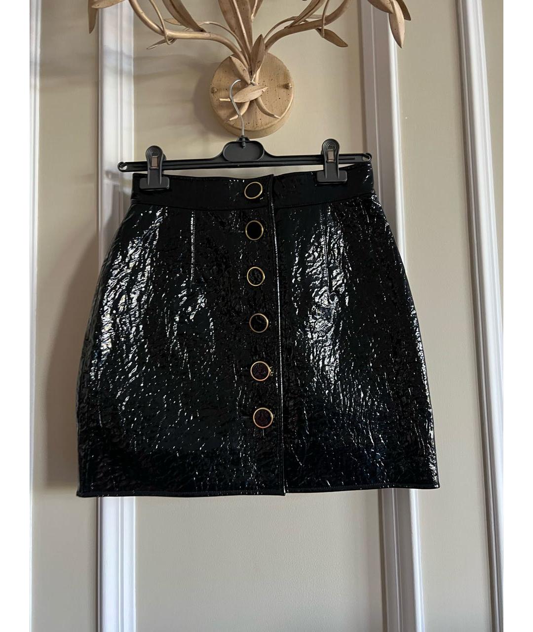 GEORGE KEBURIA Черный полиуретановый костюм с юбками, фото 2