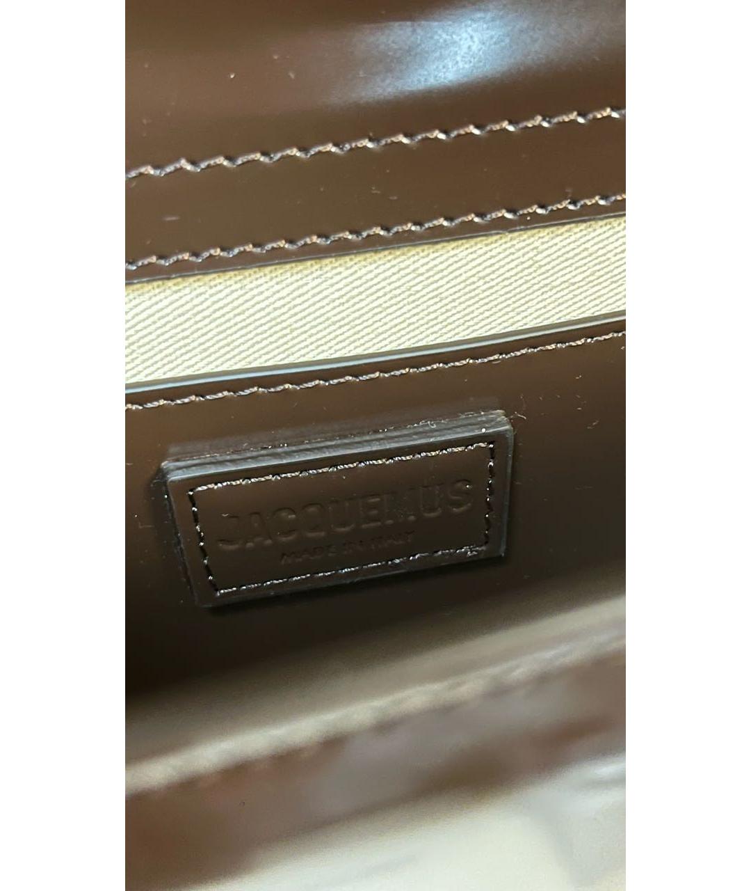 JACQUEMUS Коричневая сумка тоут из лакированной кожи, фото 4