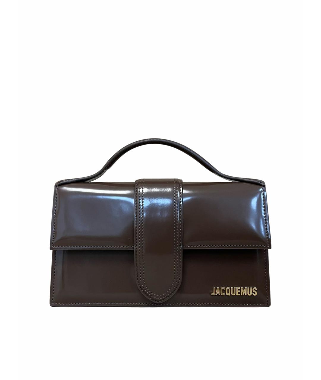 JACQUEMUS Коричневая сумка тоут из лакированной кожи, фото 1