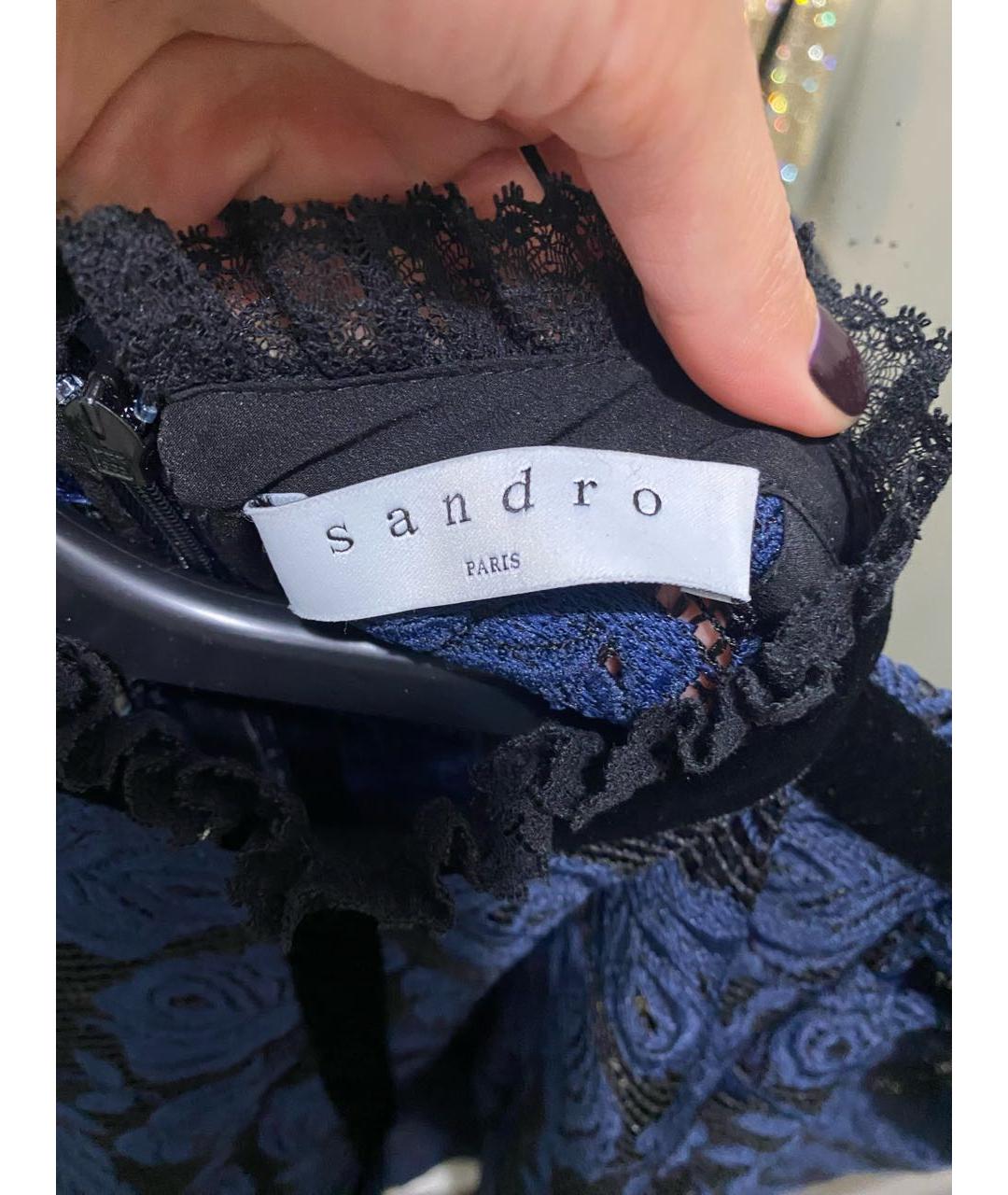 SANDRO Темно-синее кружевное коктейльное платье, фото 3