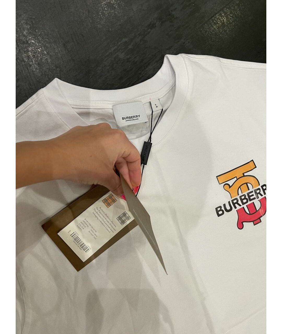 BURBERRY Белая хлопковая футболка, фото 2
