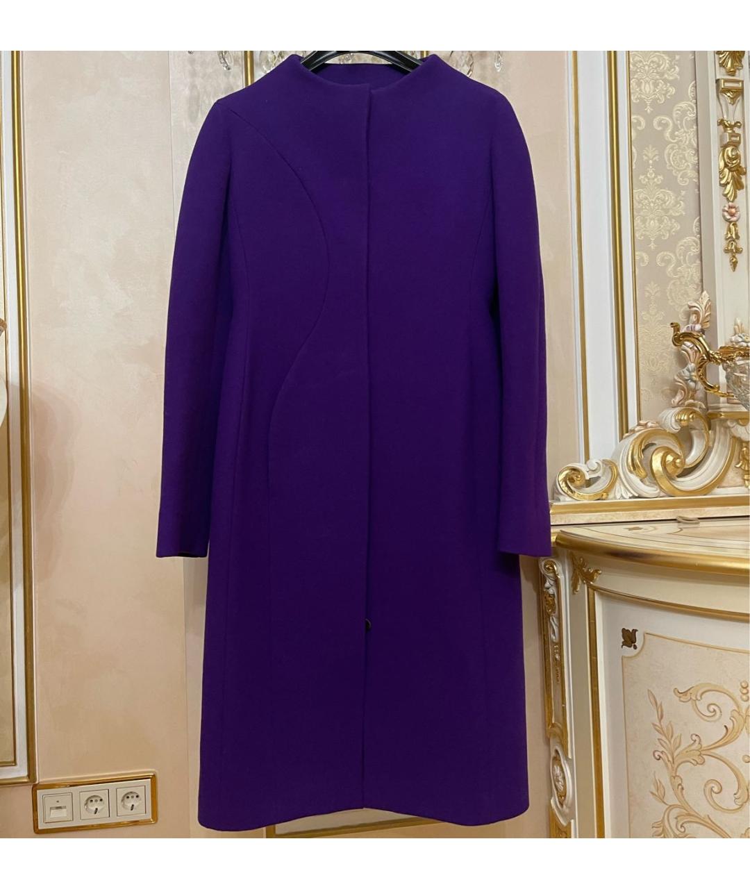 JIL SANDER Фиолетовое шерстяное пальто, фото 5