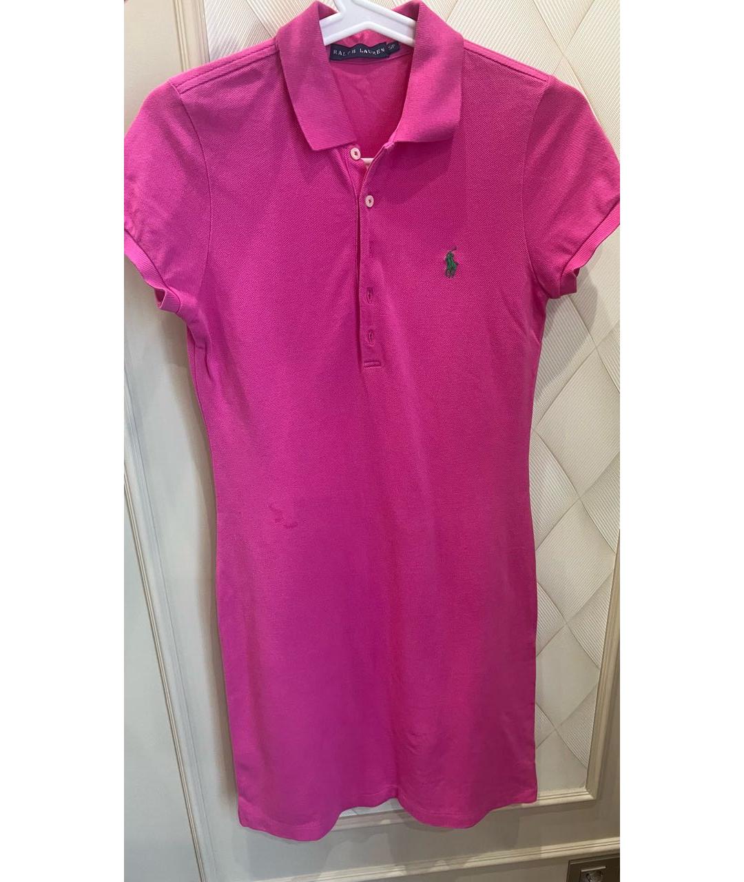 POLO RALPH LAUREN Розовое хлопковое повседневное платье, фото 8