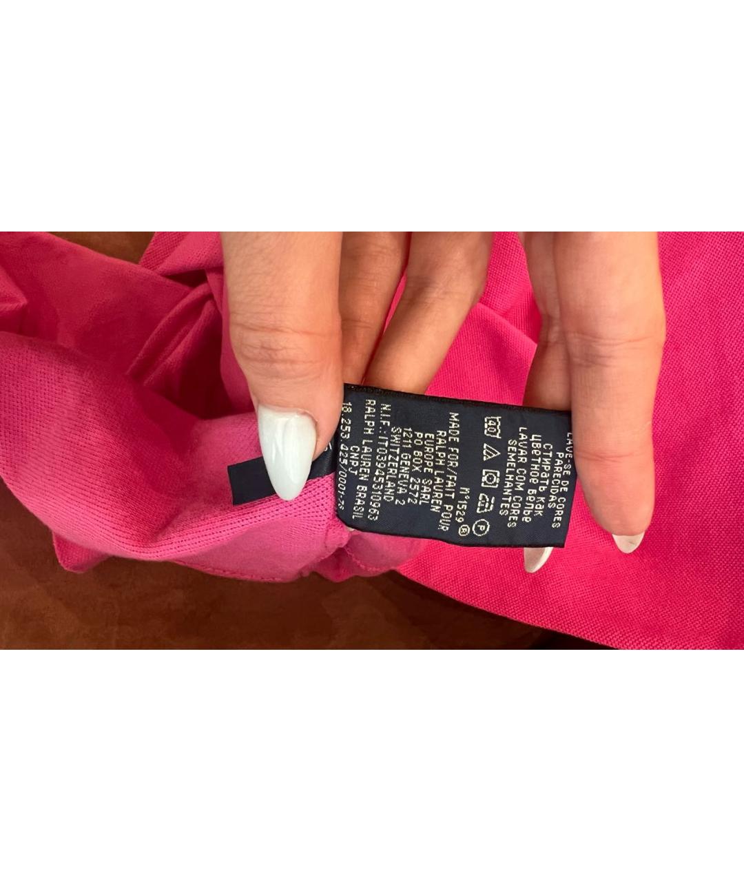 POLO RALPH LAUREN Розовое хлопковое повседневное платье, фото 6