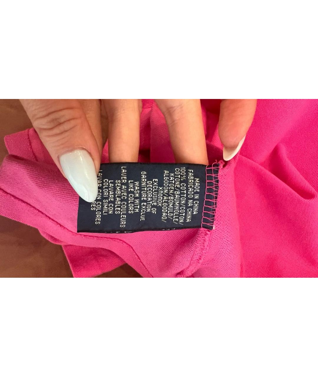 POLO RALPH LAUREN Розовое хлопковое повседневное платье, фото 5