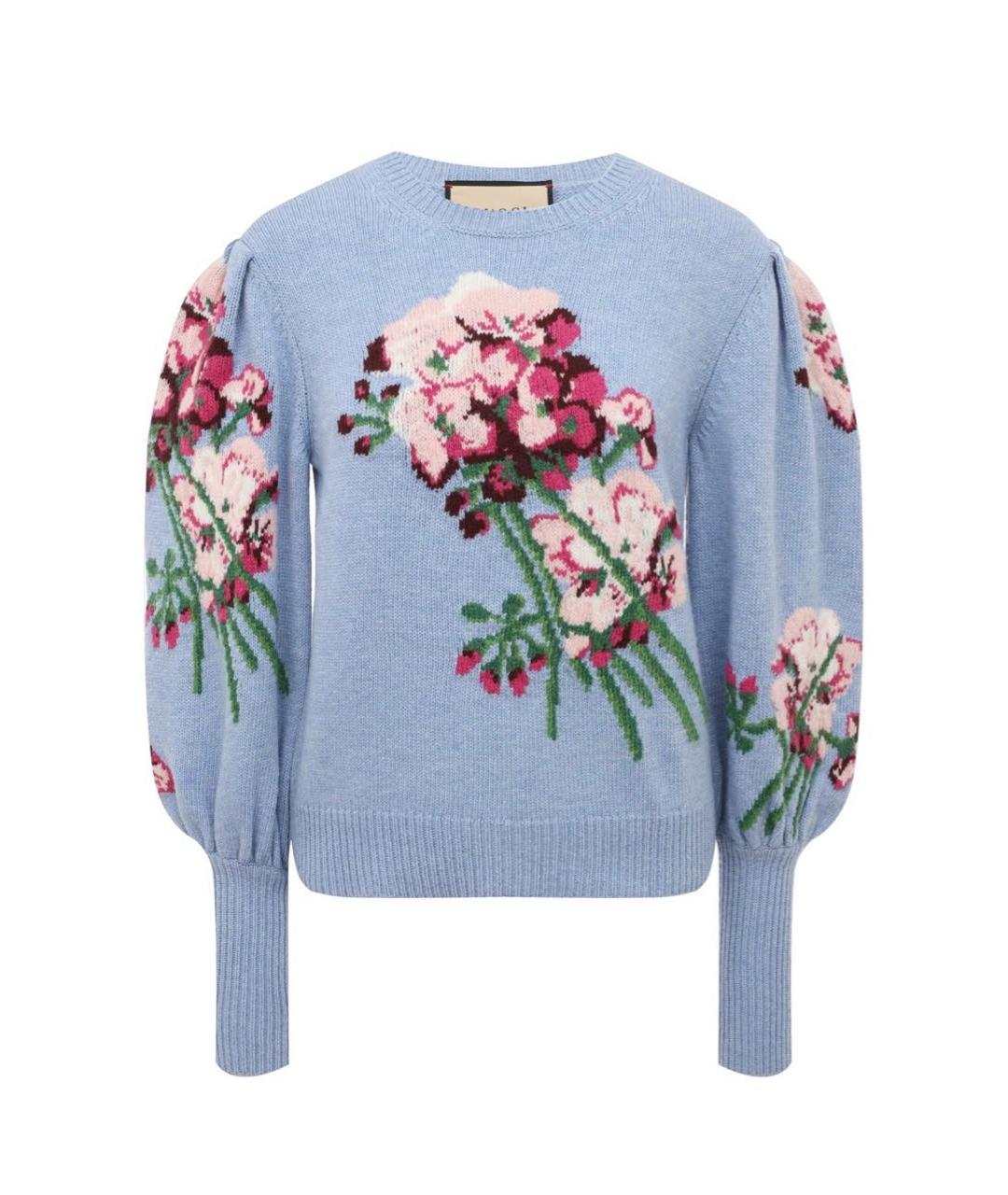 GUCCI Голубой шерстяной джемпер / свитер, фото 1