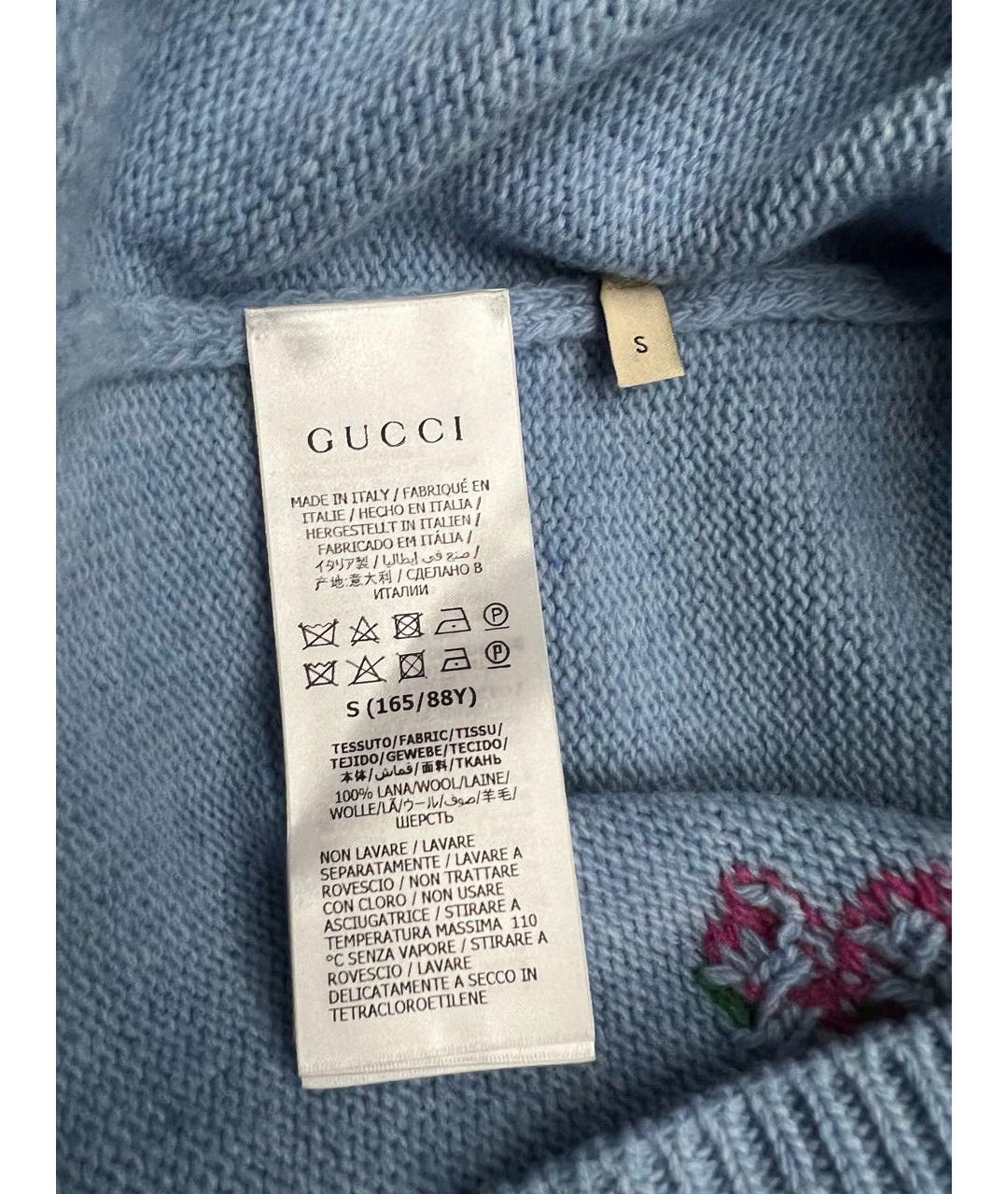 GUCCI Голубой шерстяной джемпер / свитер, фото 6