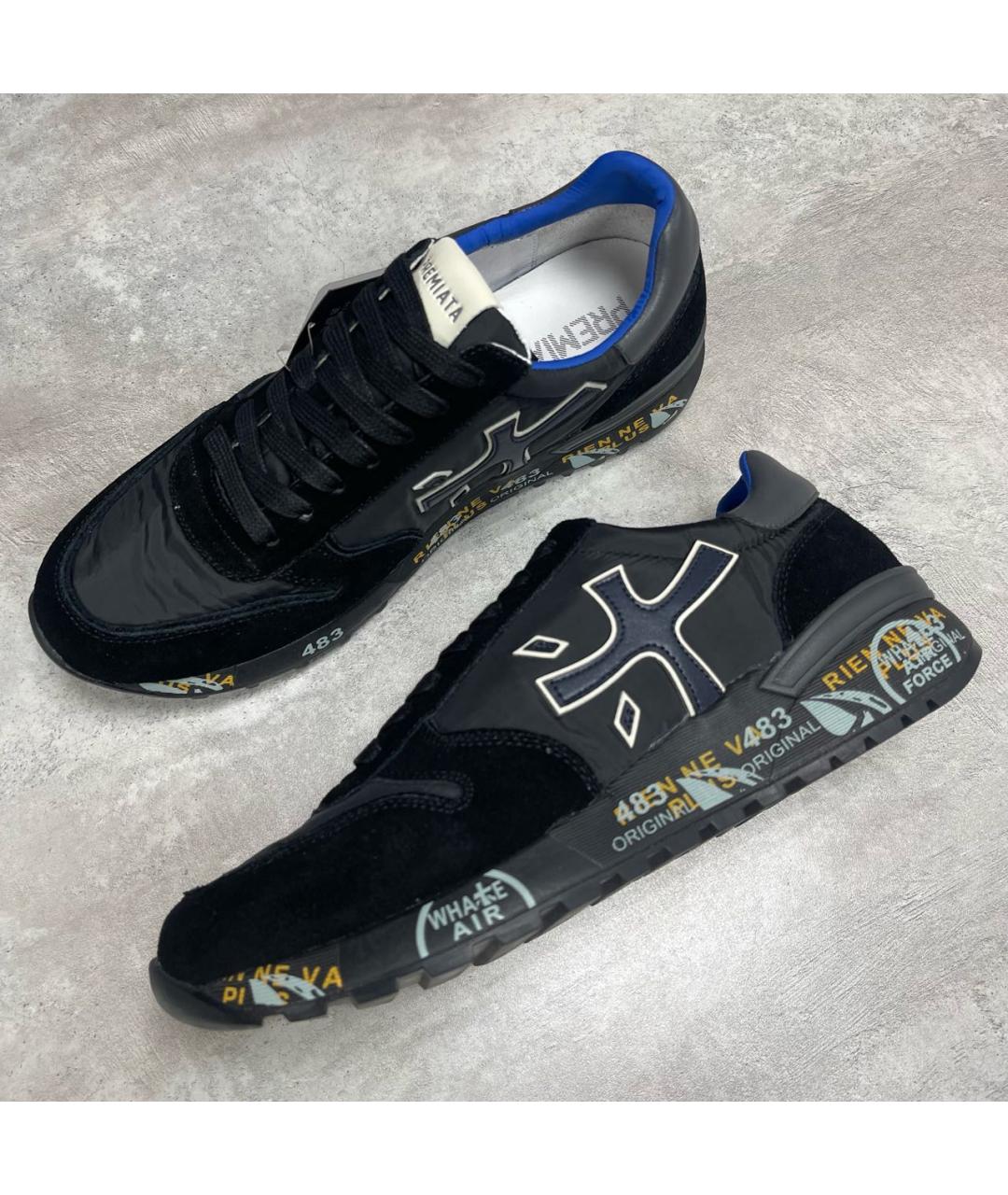 PREMIATA Черные замшевые низкие кроссовки / кеды, фото 3