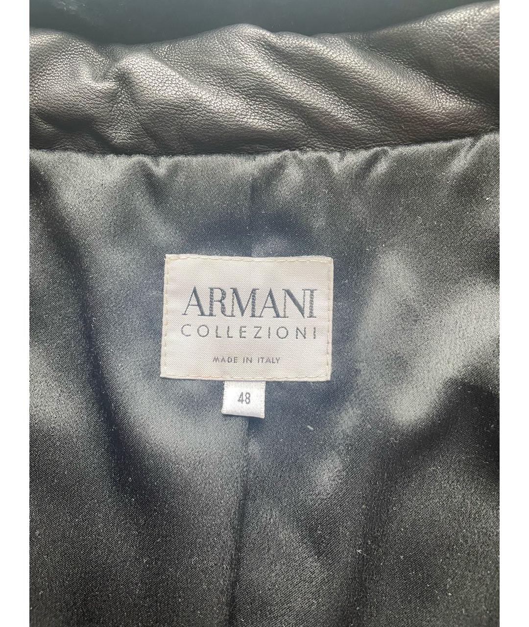 ARMANI COLLEZIONI Черная кожаная куртка, фото 4