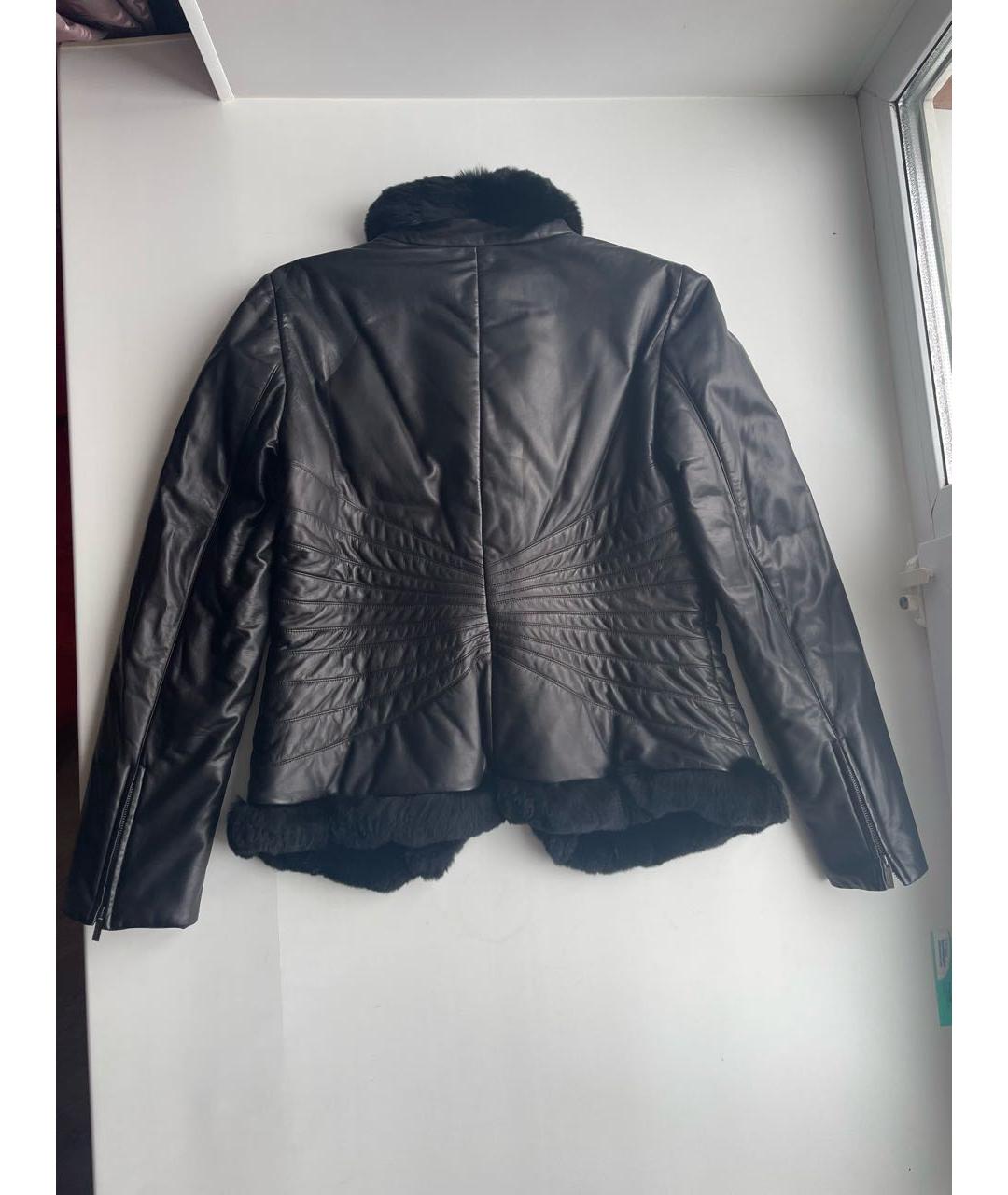 ARMANI COLLEZIONI Черная кожаная куртка, фото 2