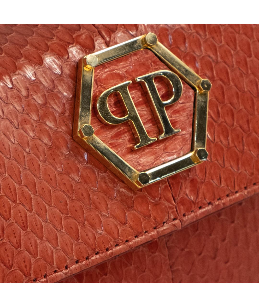PHILIPP PLEIN Красная кожаная сумка через плечо, фото 5