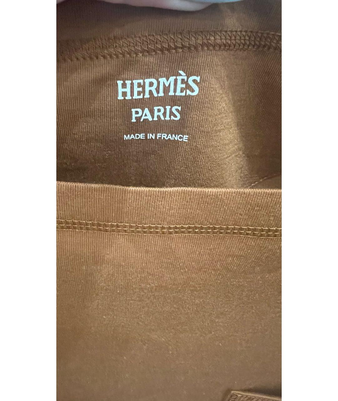 HERMES Коричневая хлопковая футболка, фото 6