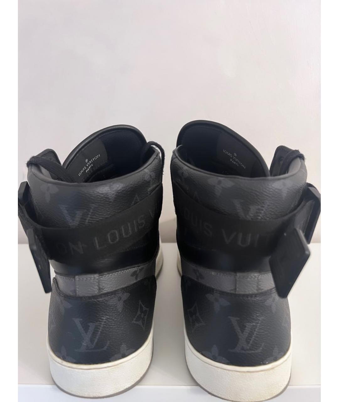 LOUIS VUITTON PRE-OWNED Антрацитовые кожаные высокие кроссовки / кеды, фото 4