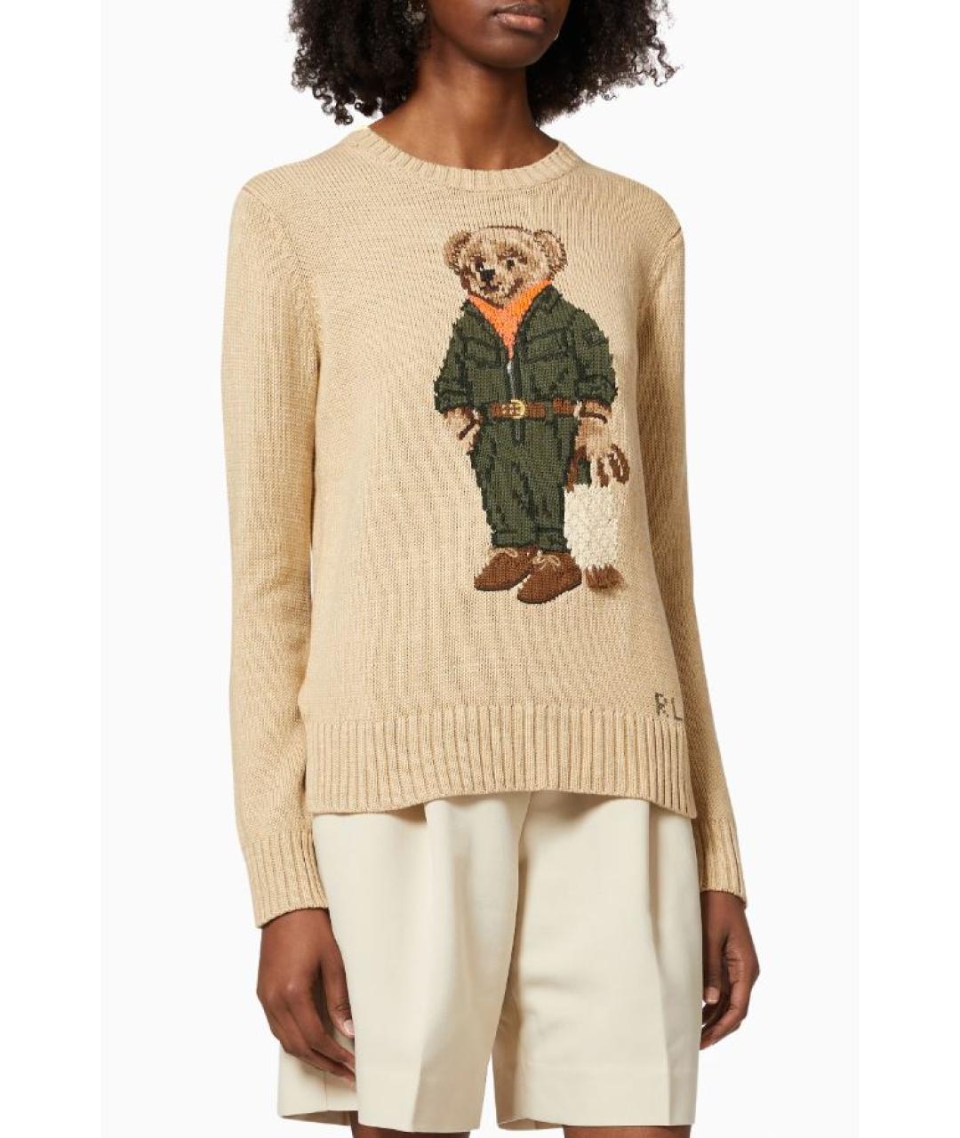 POLO RALPH LAUREN Бежевый хлопковый джемпер / свитер, фото 2