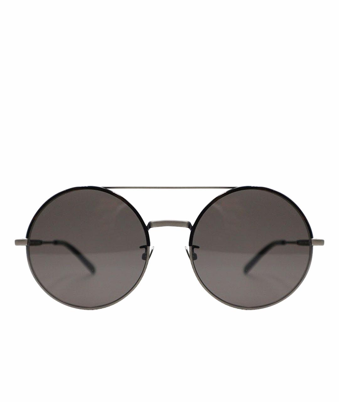 BOTTEGA VENETA Антрацитовые металлические солнцезащитные очки, фото 1
