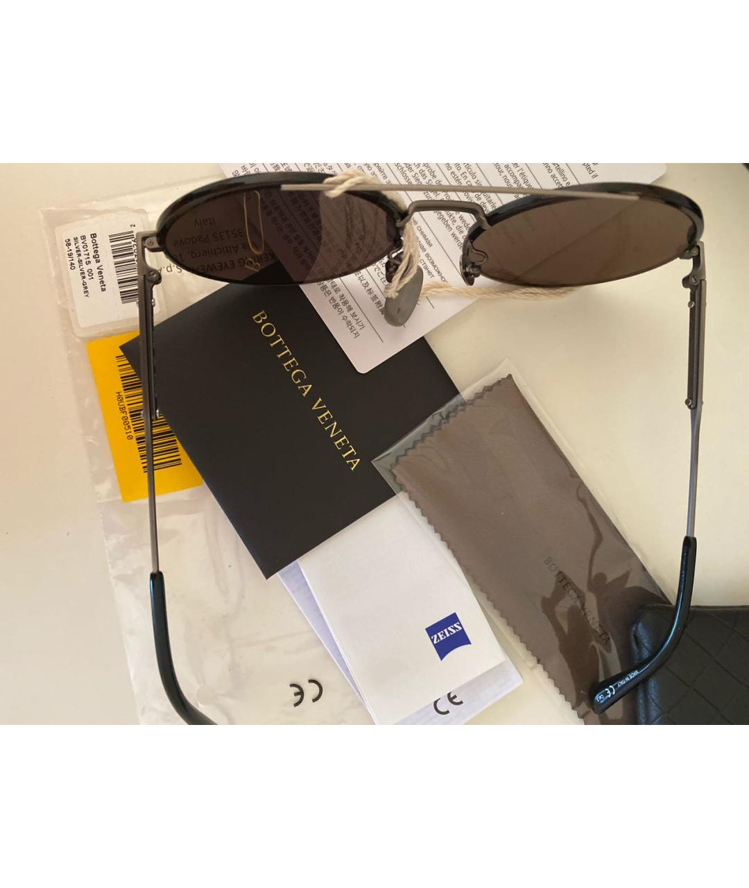 BOTTEGA VENETA Антрацитовые металлические солнцезащитные очки, фото 5