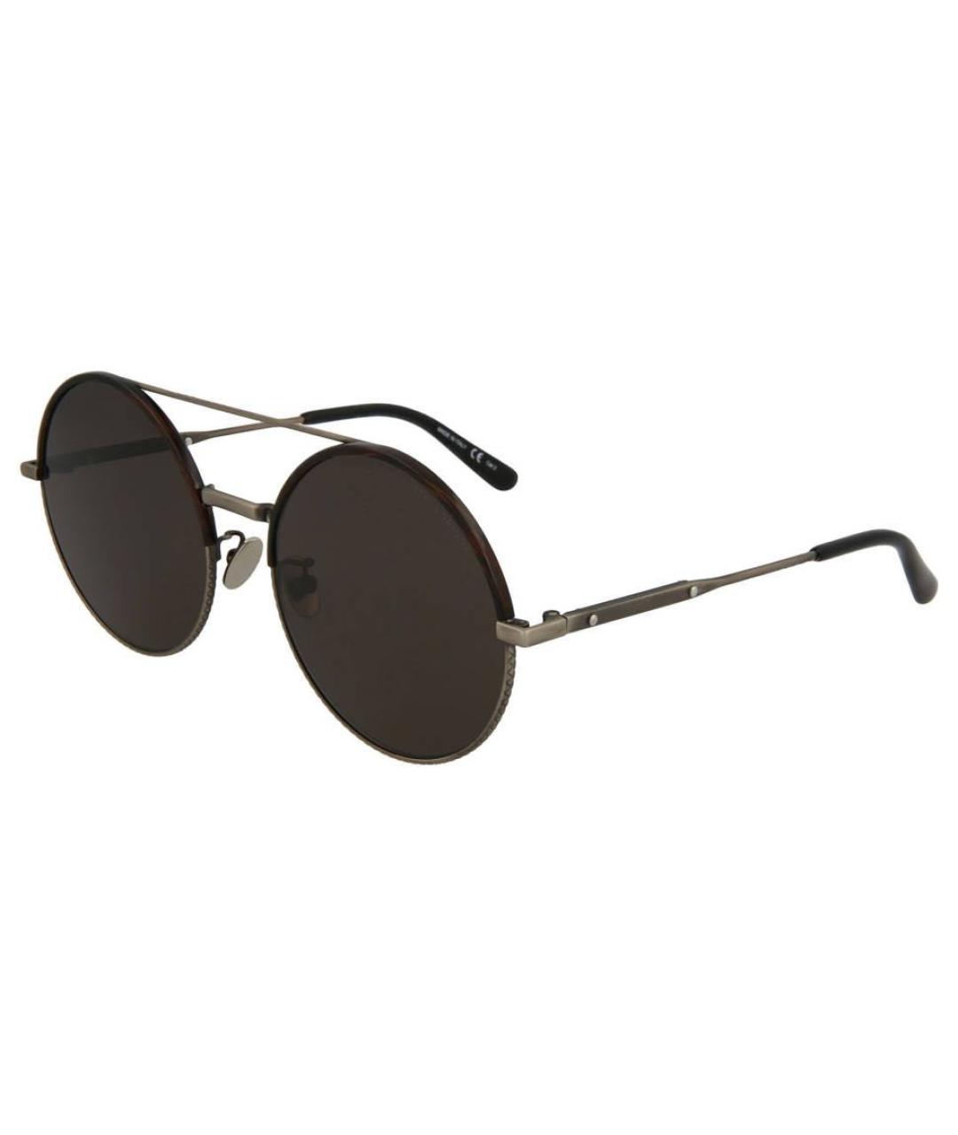 BOTTEGA VENETA Антрацитовые металлические солнцезащитные очки, фото 2
